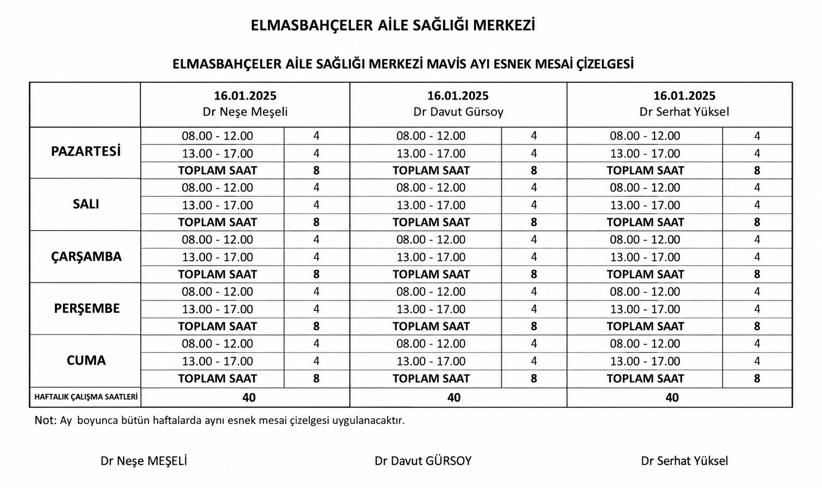 Çalışma Saatleri